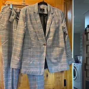 Worthington Black and Gray Plaid Blazer and Pants Set